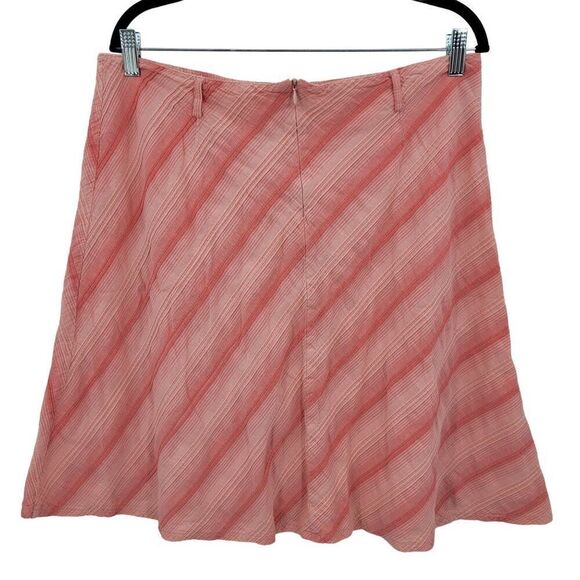 Vintage Skater Skirt 14 Pink Striped Textured A-Line 100% Cotton Knee Soft Girl - Picture 6 of 9